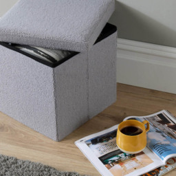 Home Source Grey Furry Square Folding Ottoman - thumbnail 4