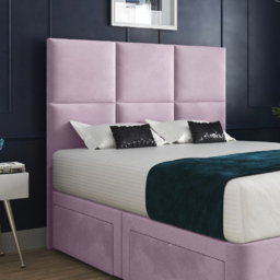 Caprio Pink Single Upholstered Divan Bed Frame with Floorstanding Cube Headboard - thumbnail 3