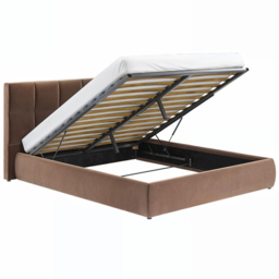 SOLACE+CO Mika Chocolate Double Velvet Ottoman Bed - thumbnail 3