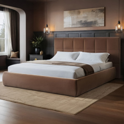 SOLACE+CO Mika Chocolate Double Velvet Ottoman Bed