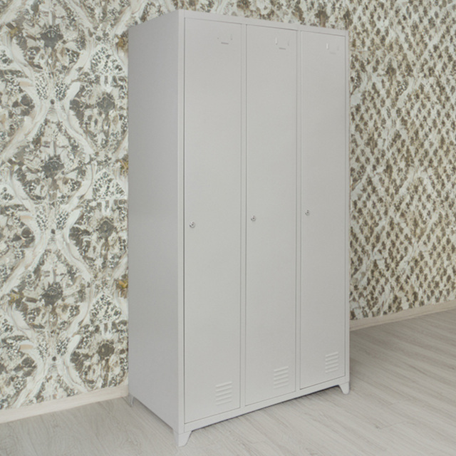 MonsterShop 3 Door Grey Metal Storage Locker - image 1