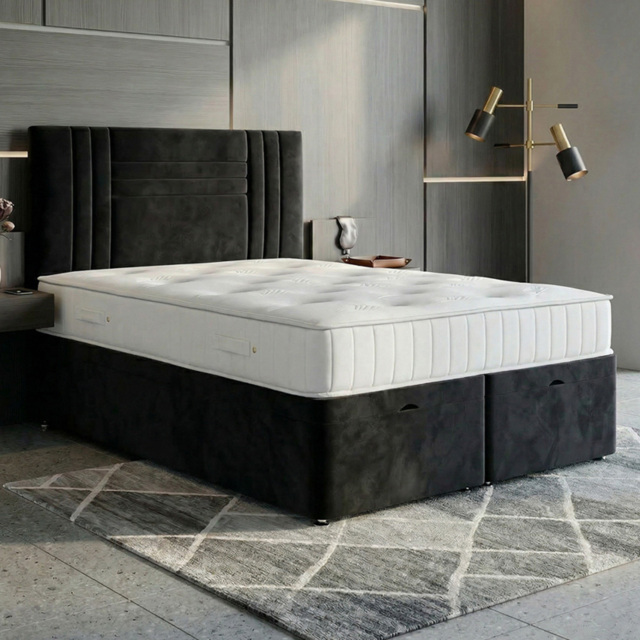 DS Living Orion Black King Size Plush Ottoman Bed - image 1