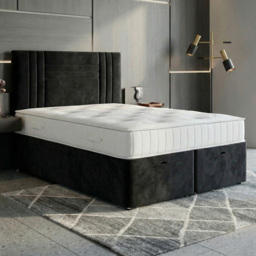 DS Living Orion Black King Size Plush Ottoman Bed