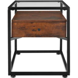 tectake Single Drawer Dark Wood Nightstand - thumbnail 3