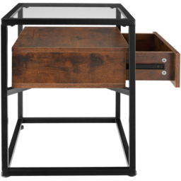 tectake Single Drawer Dark Wood Nightstand - thumbnail 4