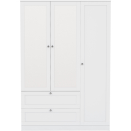 Vida Designs Altino White 3 Door 2 Drawer Shaker-Style Mirrored Wardrobe - thumbnail 2