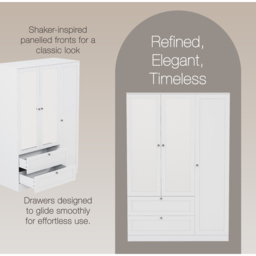 Vida Designs Altino White 3 Door 2 Drawer Shaker-Style Mirrored Wardrobe - thumbnail 4