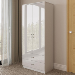 FWStyle Chilton 2 Door 2 Drawer White Gloss Wardrobe