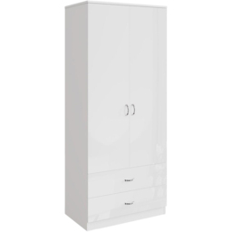 FWStyle Chilton 2 Door 2 Drawer White Gloss Wardrobe - thumbnail 2