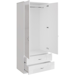 FWStyle Chilton 2 Door 2 Drawer White Gloss Wardrobe - thumbnail 3