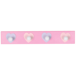 Pink Hearts 4 Hook Coat Rail