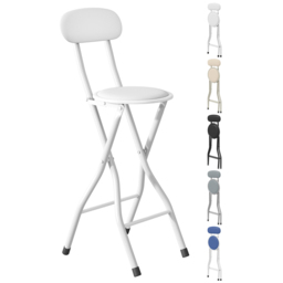 White Padded Folding Breakfast Bar Stool - thumbnail 2