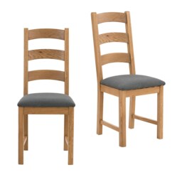 Set of 2 Norbury Oak Dining Chairs - Natural - thumbnail 2