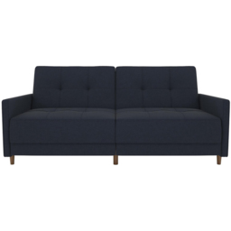 Dorel Andora 3 Seater Linen Navy Blue Sprung Sofa Bed with Wooden Legs - thumbnail 3