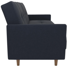 Dorel Andora 3 Seater Linen Navy Blue Sprung Sofa Bed with Wooden Legs - thumbnail 4