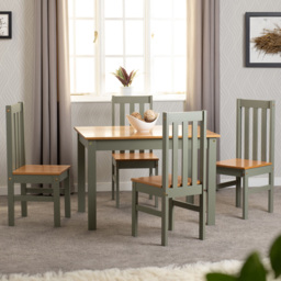 Seconique Ludlow Oak Effect 4 Seater Dining Table Set Green
