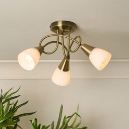 Lighting Collection Bradford 3 Light Antique Brass LED Ceiling Fitting - thumbnail 2