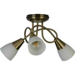 Lighting Collection Bradford 3 Light Antique Brass LED Ceiling Fitting