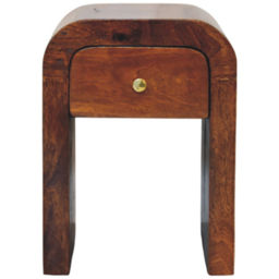 Artisan Furniture Darcy Chestnut Single Drawer Solid Wood Mini Nightstand with Curved Edges - thumbnail 3