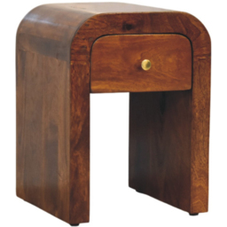 Artisan Furniture Darcy Chestnut Single Drawer Solid Wood Mini Nightstand with Curved Edges - thumbnail 4