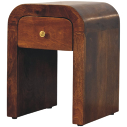 Artisan Furniture Darcy Chestnut Single Drawer Solid Wood Mini Nightstand with Curved Edges - thumbnail 2