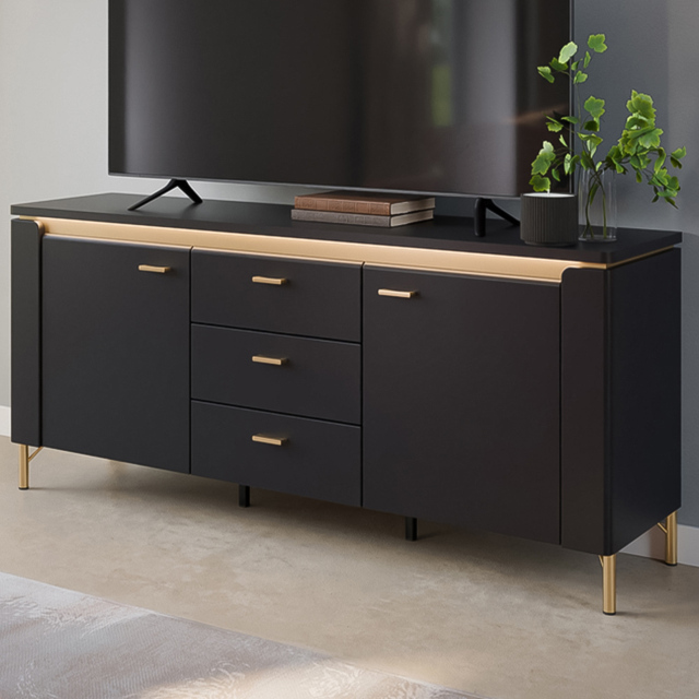 Furniture To Go Genoa 2 Door 3 Drawer Black TV Cabinet - image 1