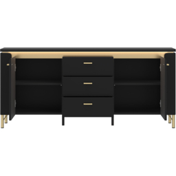 Furniture To Go Genoa 2 Door 3 Drawer Black TV Cabinet - thumbnail 3