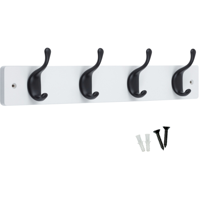 Headbourne White and Black 4 Hook Coat Rail - image 1