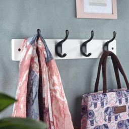 Headbourne White and Black 4 Hook Coat Rail - thumbnail 2