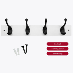 Headbourne White and Black 4 Hook Coat Rail - thumbnail 3