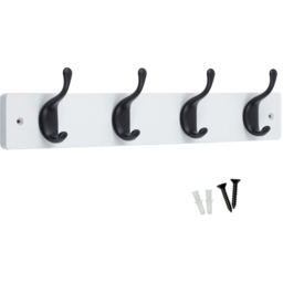 Headbourne White and Black 4 Hook Coat Rail - thumbnail 1