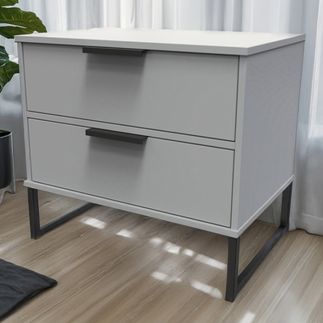 Crowndale Diego 2 Drawer Dusk Grey Bedside Cabinet Ready Assembled - image 1