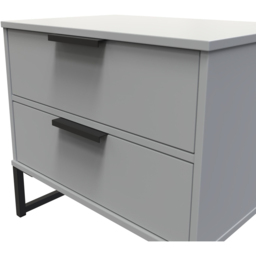 Crowndale Diego 2 Drawer Dusk Grey Bedside Cabinet Ready Assembled - thumbnail 4