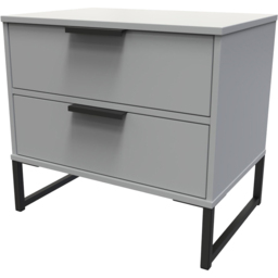 Crowndale Diego 2 Drawer Dusk Grey Bedside Cabinet Ready Assembled - thumbnail 3
