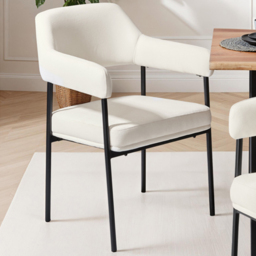 tectake Doe White Woven Fabric Armchair Set of 6
