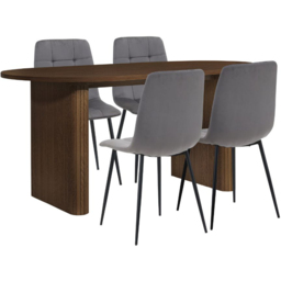 Birlea Axel Oak and Grey 4 Seater Oval Fluted Dining Table Set - thumbnail 2