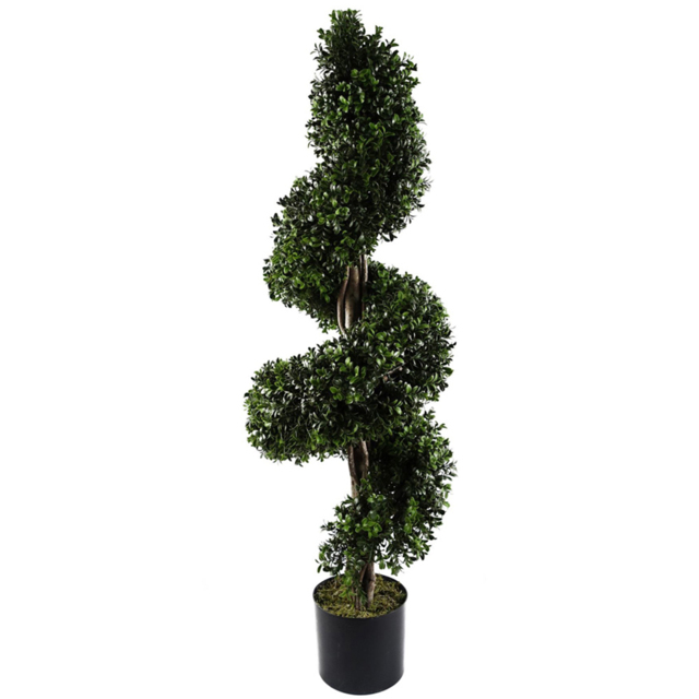 Leaf Outdoor Spiral Buxus Artificial Tree in Pot 120cm 2 Pack - image 1