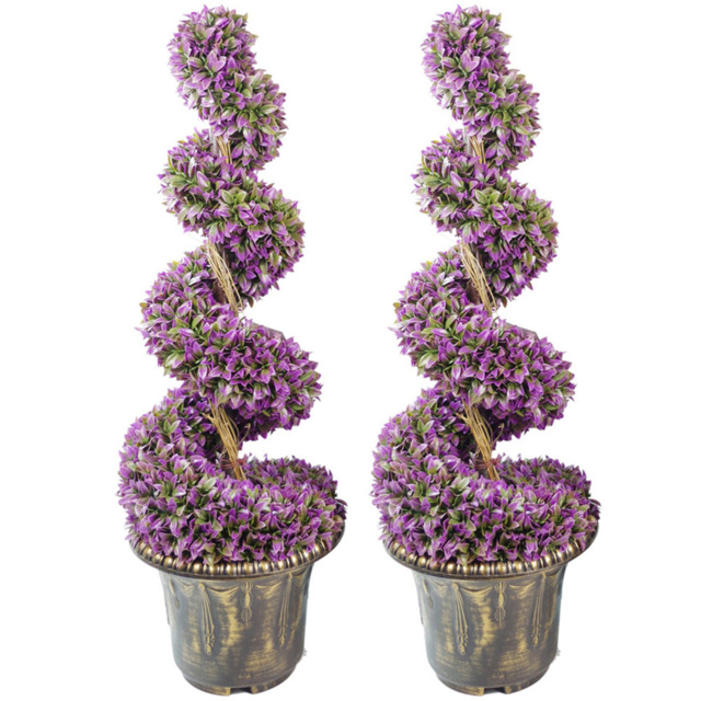 Leaf Purple Spiral Topiary Tree in Decorative Planter 90cm 2 Pack - image 1