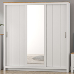 Lexington 3 Door White Sliding Mirrored Wardrobe - thumbnail 1