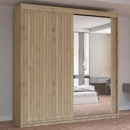 M N Furniture Roman 2 Door Oak Mirrored Sliding Wardrobe 150cm