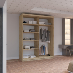 M N Furniture Roman 2 Door Oak Mirrored Sliding Wardrobe 150cm - thumbnail 3