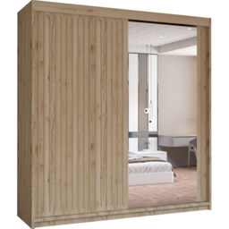 M N Furniture Roman 2 Door Oak Mirrored Sliding Wardrobe 150cm - thumbnail 2