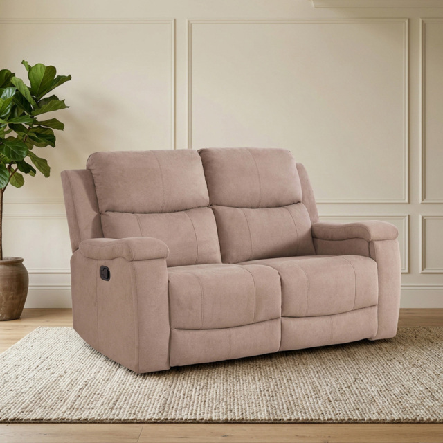 Ledbury Beige Fabric 2 Seater Manual Recliner Sofa - image 1