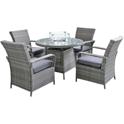 Oseasons Windsor Mixed Grey 4 Seater Rattan Dining Set with Firepit - thumbnail 2