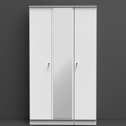Crowndale Yarmouth White 3 Door Tall Mirrored Wardrobe Ready Assembled