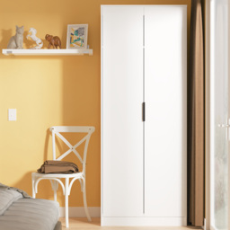 Crowndale Hong Kong 2 Door Matt White Tall Wardrobe Ready Assembled - thumbnail 1