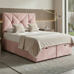 DS Living Eclipse Pink Super King Size Plush Velvet Ottoman Bed