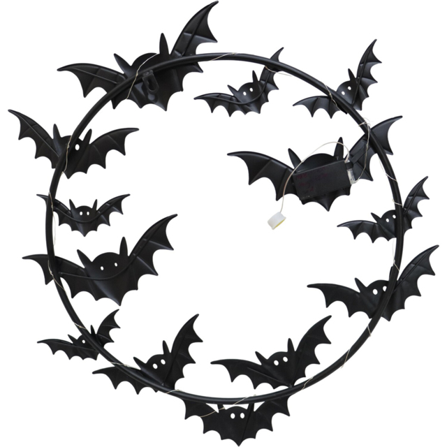 Round LED Bat Wall Plaque Black - image 1