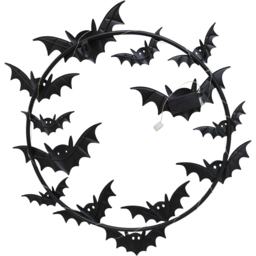 Round LED Bat Wall Plaque Black