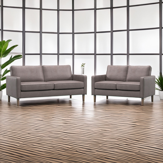 Bexhill Grey Faux Leather 5 Seater Sofa Suite - image 1